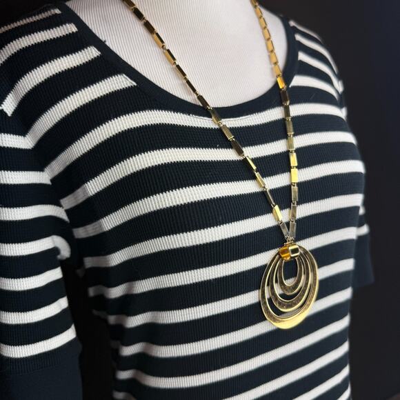 Lauren Ralph Lauren Women's Black & White Striped Stretch Cotton Midi Dress L - Picture 2 of 12